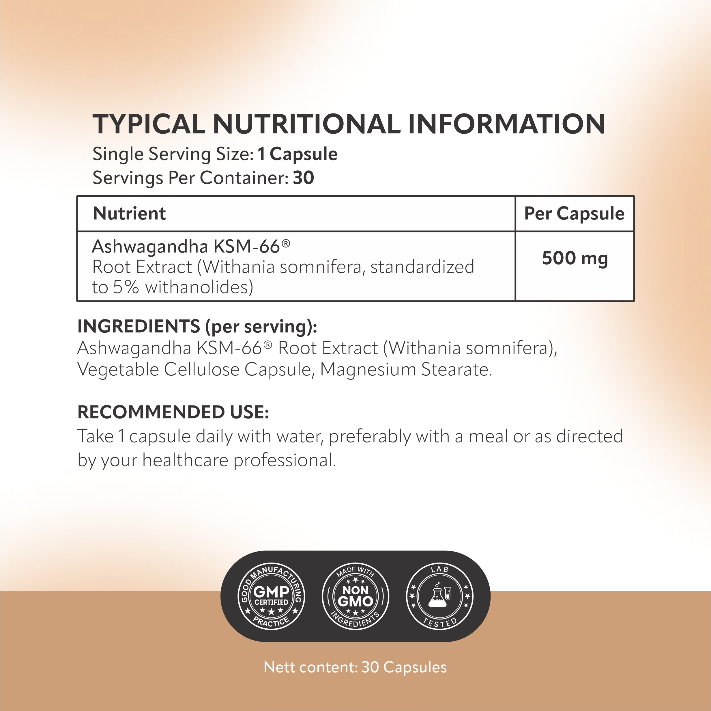 Ashwagandha KSM-66 ingredients