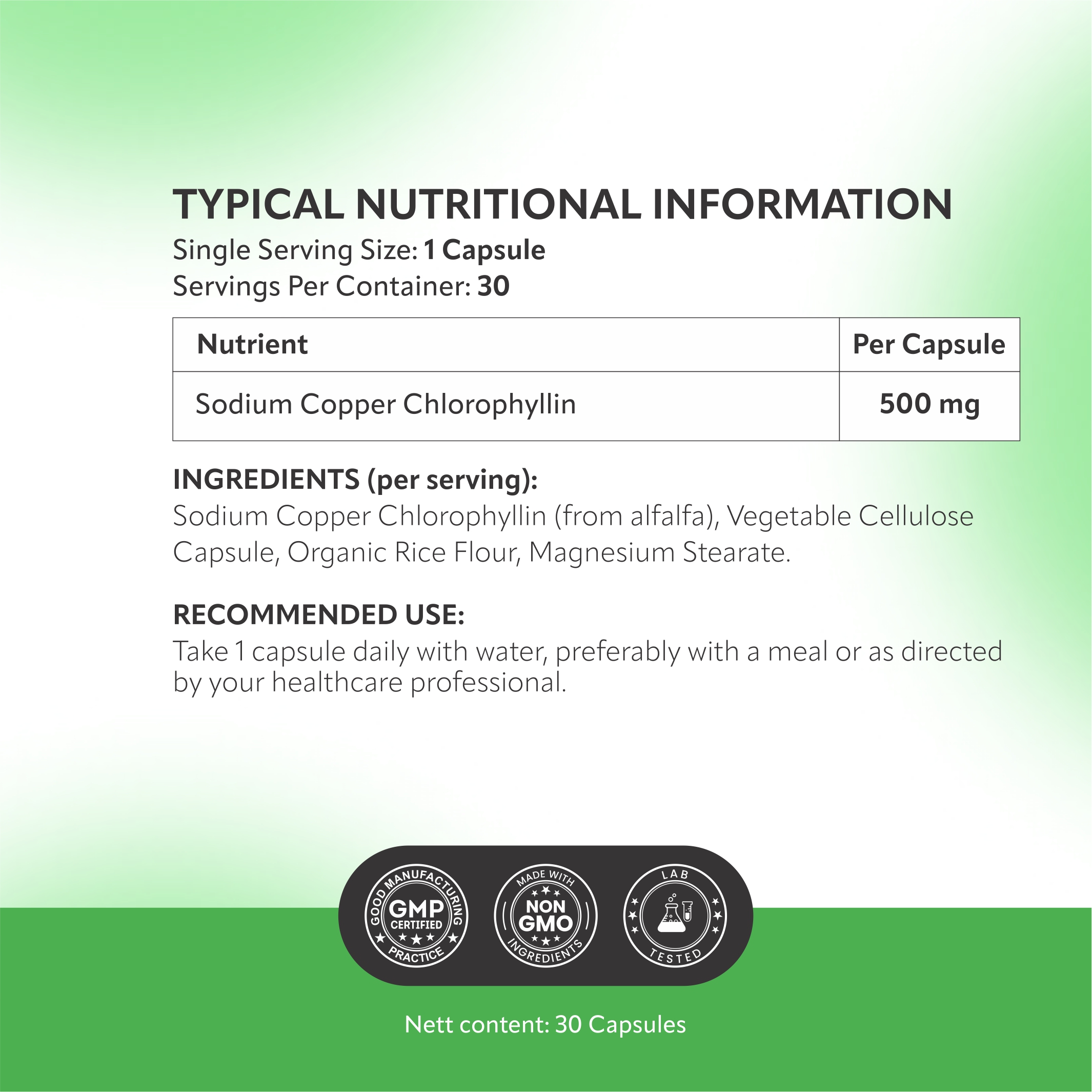 Chlorophyll Extract ingredients